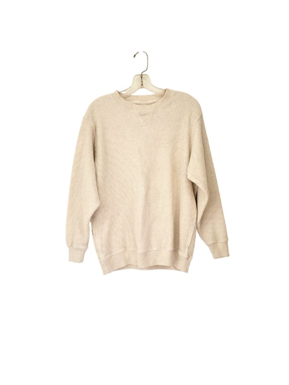 Aerie Beige Waffle Knit Oversized Pullover Thermal Top Woman's XS - Picture 5 of 5